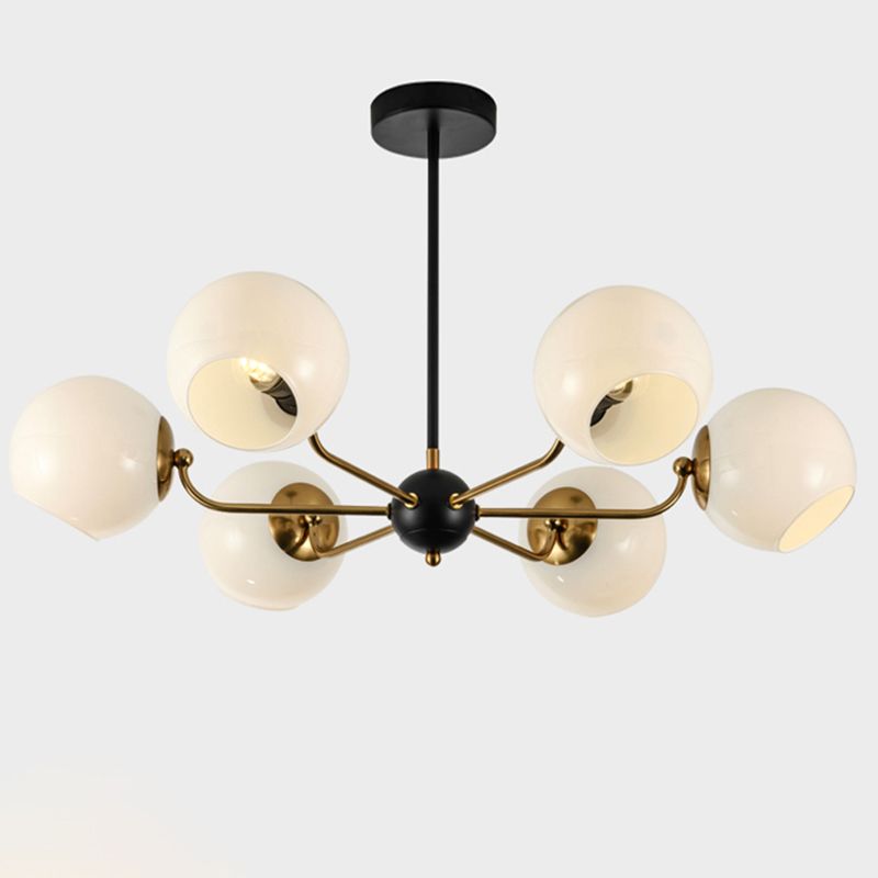 Eenvoud Kroonluchter Lichte bevestiging met bolvormige glazen schaduw metalen hangende plafondlampen