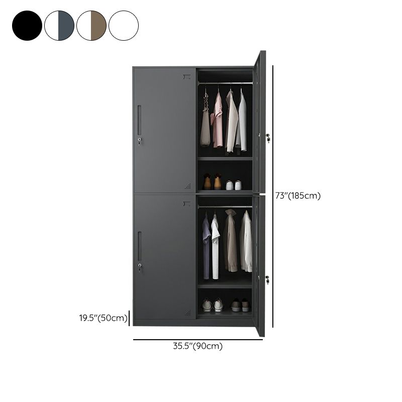 Steel Wardrobe Armoire with Lock Hinged Wardrobe Cabinet for Home