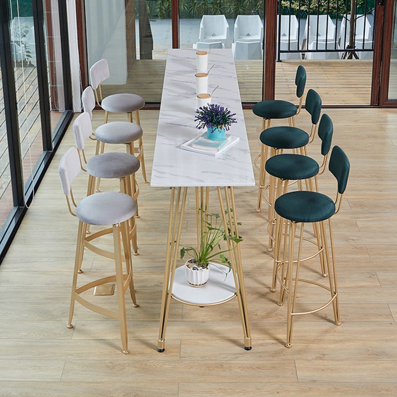 Rectangle Pub Table Glam Stone Bar Table for Cafe and Breakroom