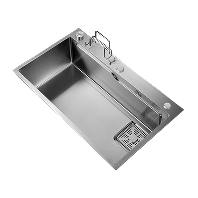 Modern Kitchen Sink Single Bowl Overflow Hole Stainless Steel Workstation Sink with Faucet