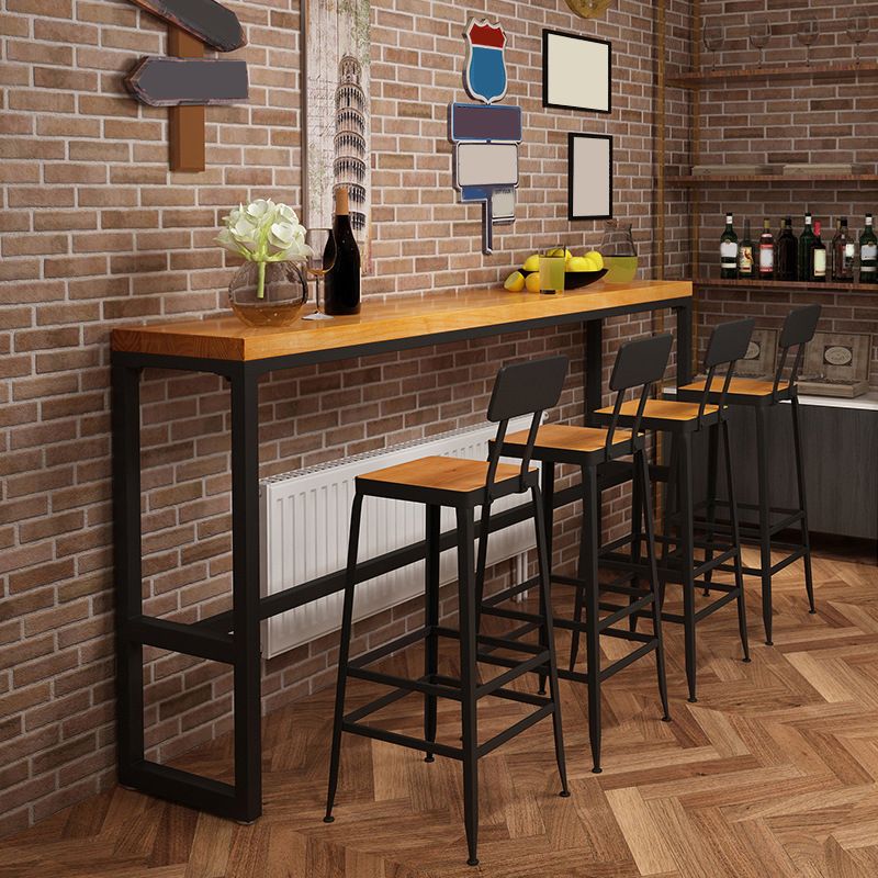 Solid Wood Pub Table Bar Height Industrial Rectangle Bar Table for Indoor