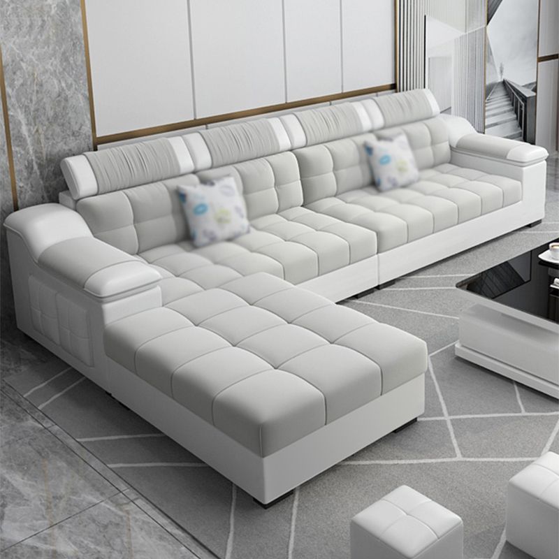 Contemporary Sofa Grey High Back Sloped Arms Sofa/Sectional for Living Room