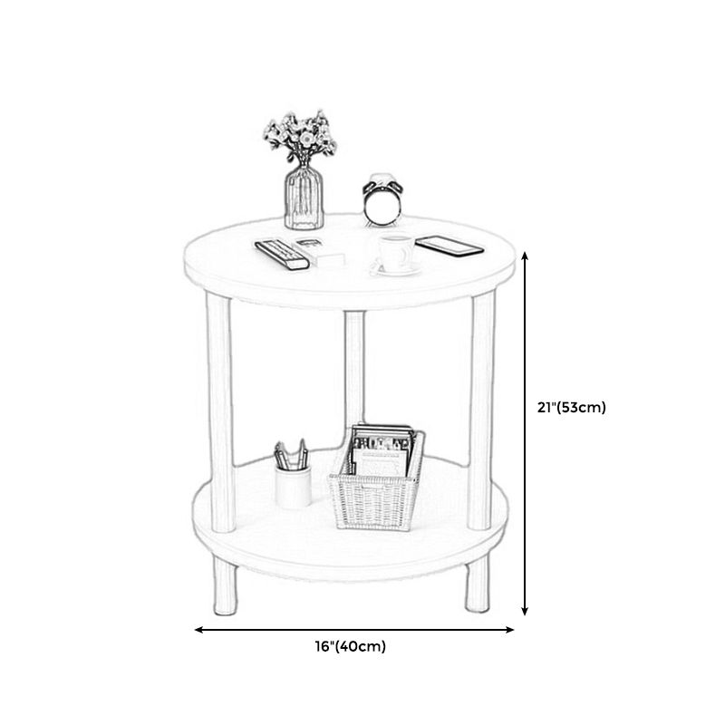 Nordic Square/Round Wood End Table 20.87" H 2-Tier Side Table