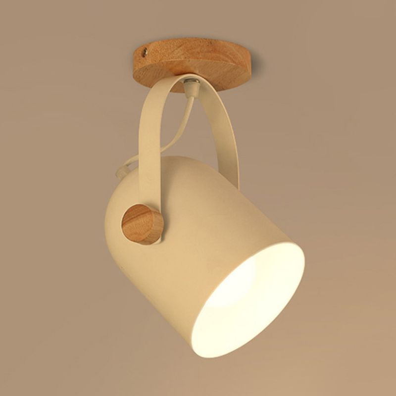 Kleine verlängerte Kuppel Semi Mount Beleuchtung Nordic Metall 1-Licht weiße Deckenbefestigung mit verstellbarem Griff