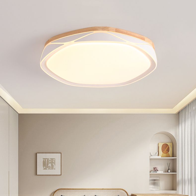 Plafonnier encastré en bois de forme géométrique, éclairage encastré moderne à 1 lumière en marron