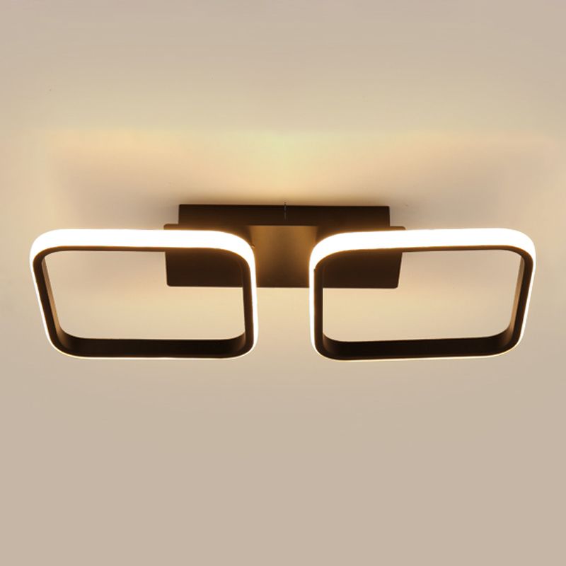 Illuminazione a soffitto quadrata nera Lampada da soffitto a semi-incasso in metallo nordico a LED