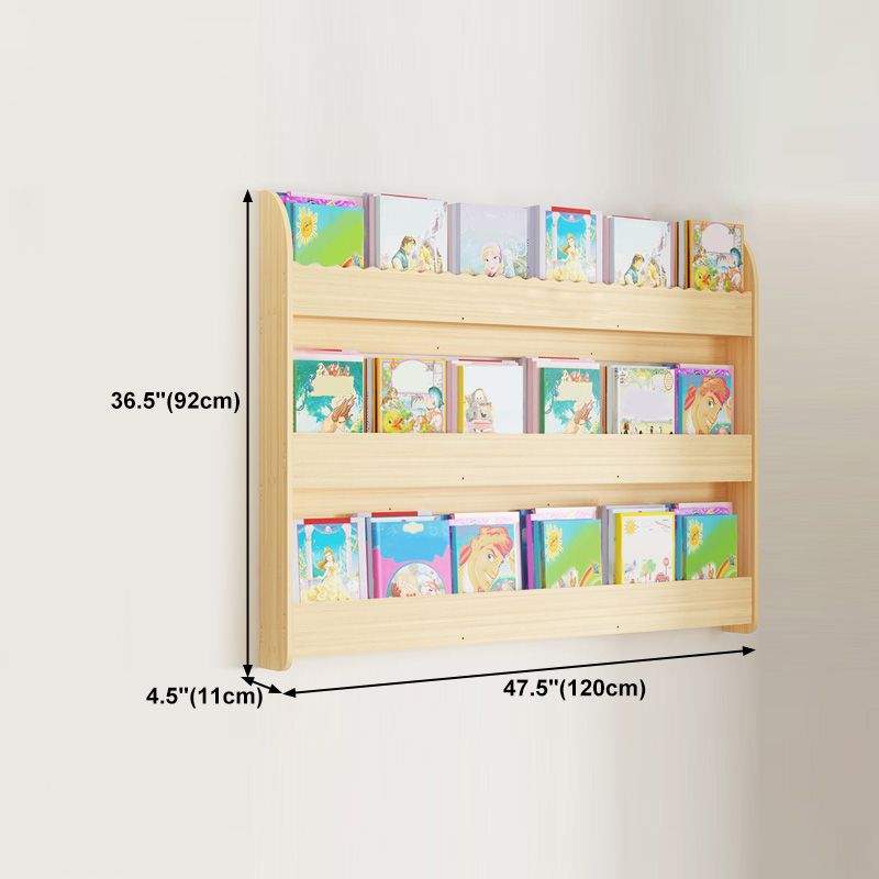 Contemporary Style Bookshelf Solid Wood Wall Mounted Bookcase for Home Office