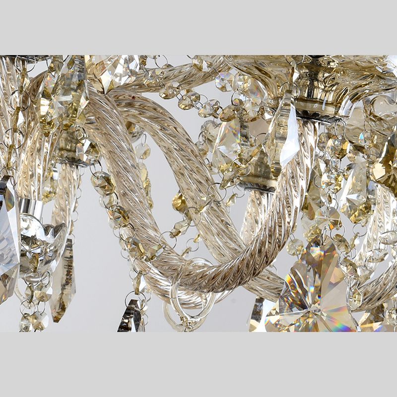 Gold Beveled K9 Crystal Suspension Lamp Candelabra Traditional Style Ceiling Lamp for Bedroom