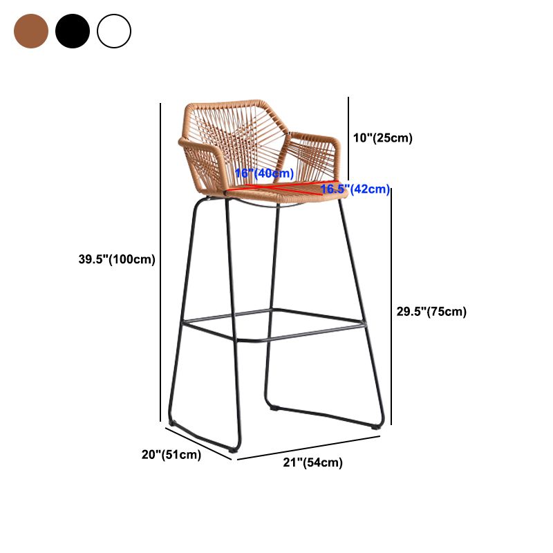 Modern Footrest Bar Stool Plastic Armed Stool with Metal Base