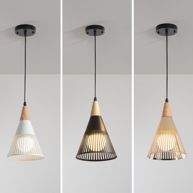 Lámpara de caída de estilo moderno Shuttlecock Hollowed Holfing Lighting con sombra de metal