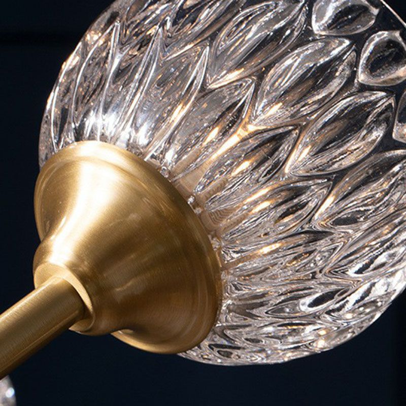 Metallic Branch Hanging Lamp Postmodern Gold Finish Chandelier with Ball Clear Crystal Shade