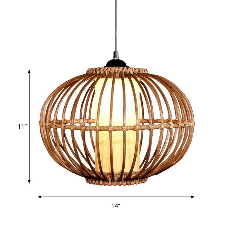 Colgante de suspensión global/pera de bambú contemporáneo 1 cabeza marrón marrón luz colgante de techo