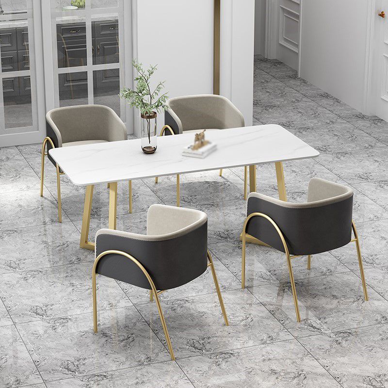 1/2/5/7 Pcs Metal Glam Style Dining Room Set with Rectangle Table Dinette Set