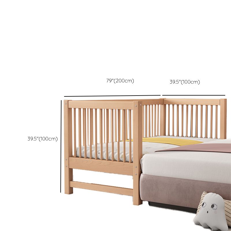 Solid Wood Contemporary Washed Nursery Crib Brown with Guardrail