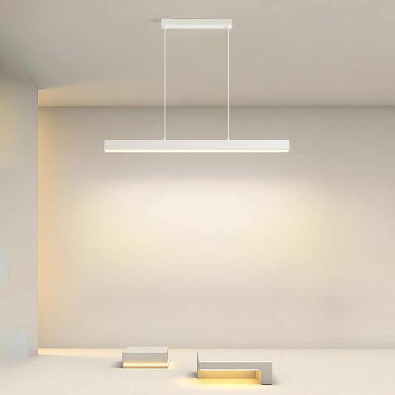 Modern Metal Pendant Light Rectangle Shape Island Light with Acrylic Shade for Living Room