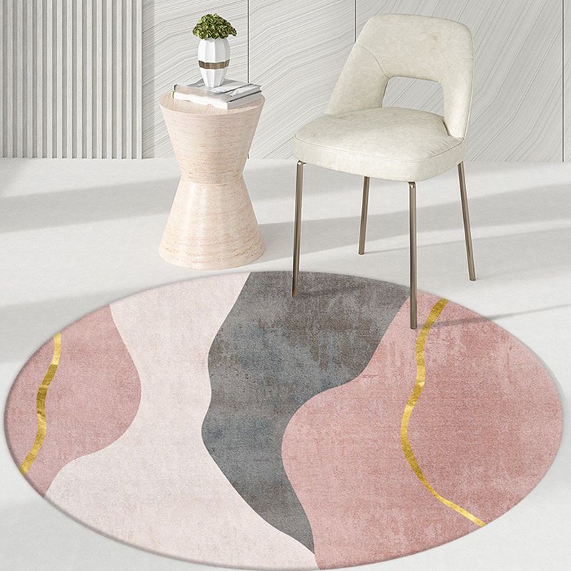 Light Gray Casual Area Rug Polyester Graphic Rug Non-Slip Backing Rug for Living Room