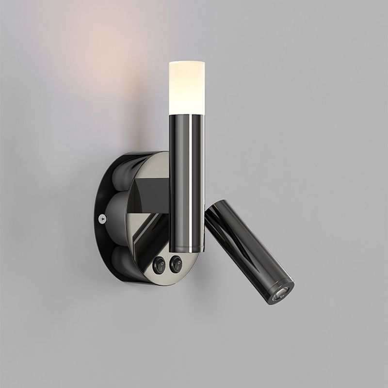 Cylinder Sconce Lights Simplicity Metal 2 Lights Wall Mounted Lights in Black