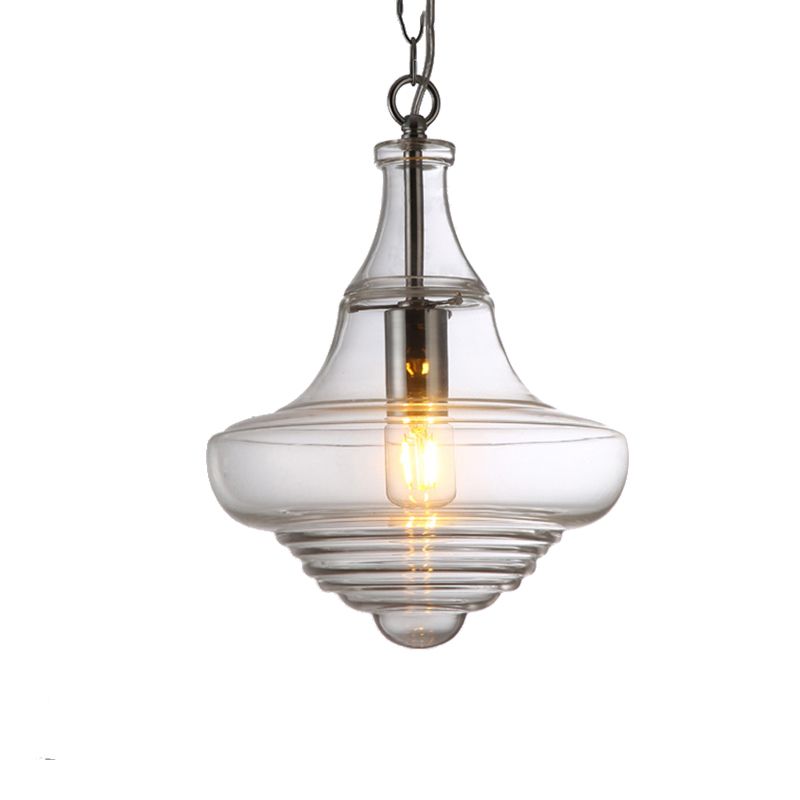 Spool contemporaneo/a sospensione Luce a sospensione Clear/Blu Fuffle Glass 1 Luce Luce a soffitto appeso