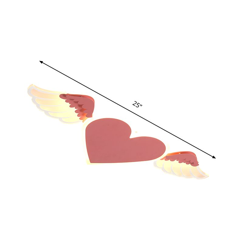 Plafonnier LED en forme de cœur blanc/rose pour enfants, plafonnier en métal pour enfants, lumière chaude/blanche