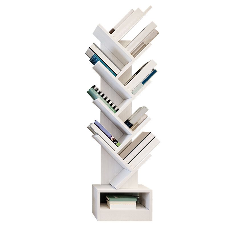 Modern Wood Bookshelf Geometric Closed Back Bookcase in Burnish