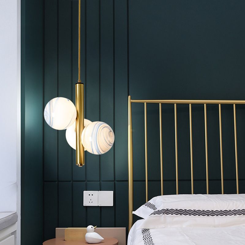 Moderno lampadario lineare minimalista lampadario sferico in vetro smerigliato 3 lampadario soffitto leggero
