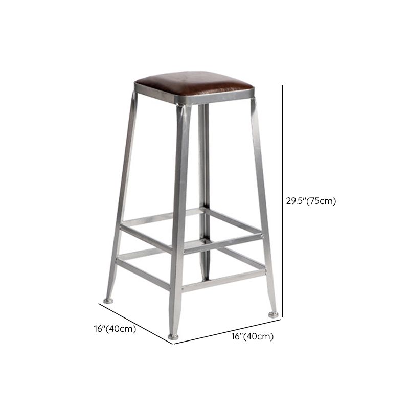 Metal Dining Stools Contemporary Armless Faux Leathe Bar Stools
