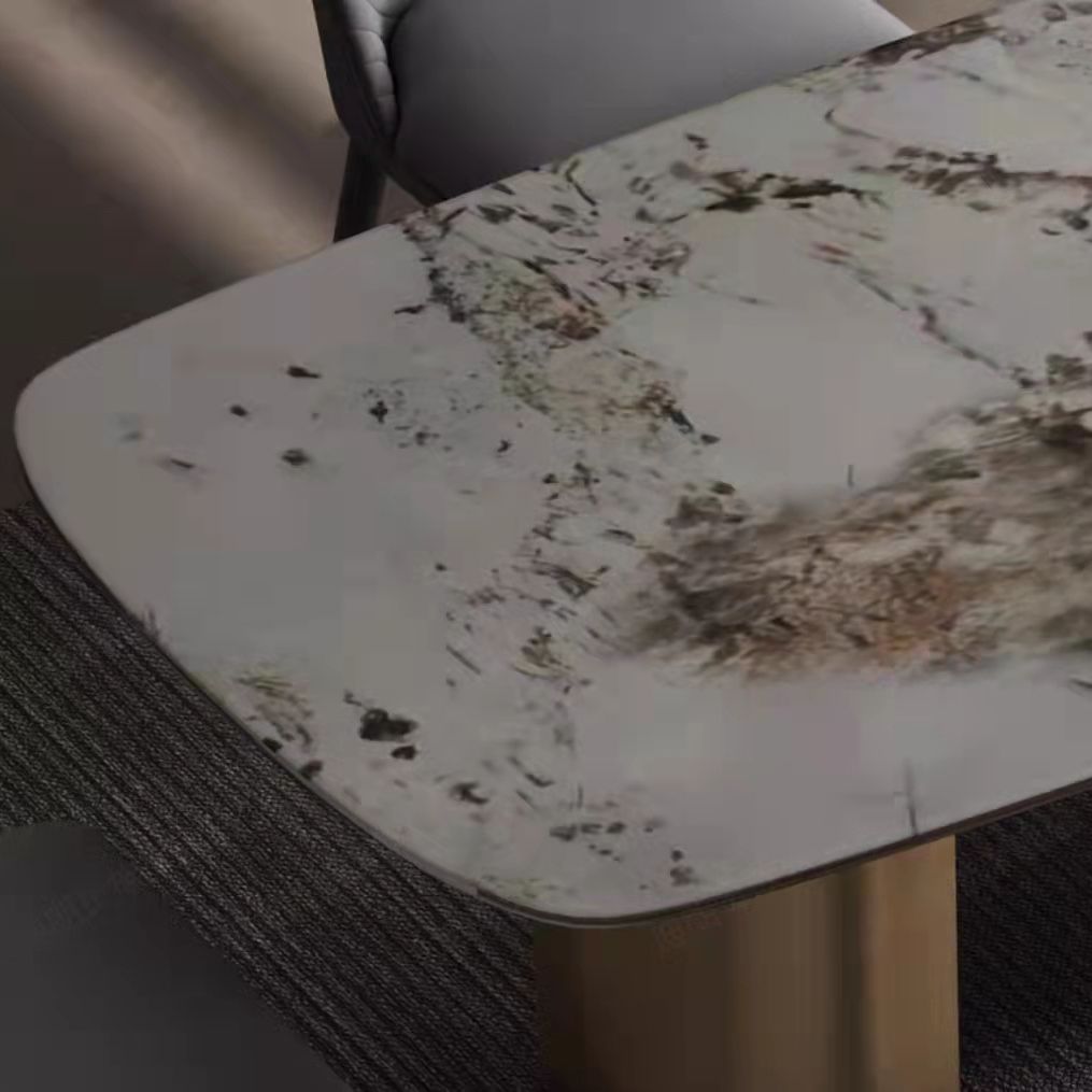 Contemporary Dining Set 1/2/5/7 Pieces Glossy White Stone Dining Table Set