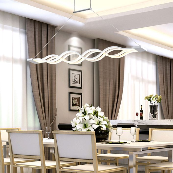 Wave Large Kitchen Pendant Lights Acrylic Modern Simplicity Island Chandelier Lights for Restaurant