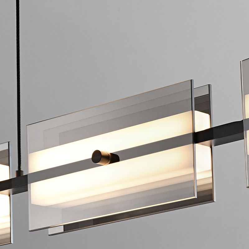 Clear and Black Ceiling Pendant Light Brass & Glass LED Kitchen Island Fixture