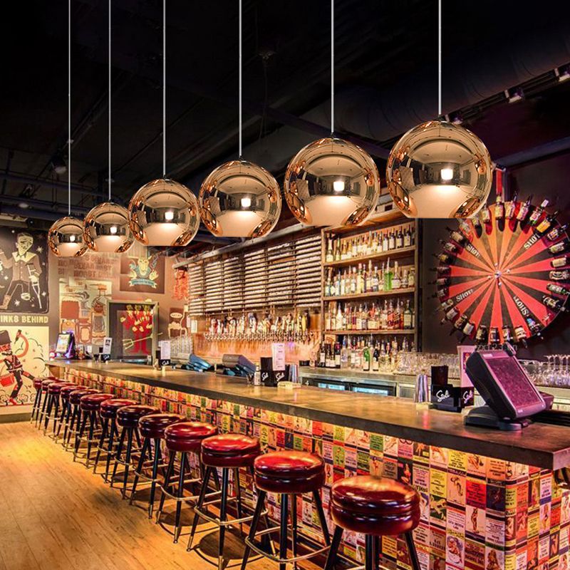 1 Light Glass Pendant Lighting Fixtures Modern Globe Dining Room Hanging Light Fixtures