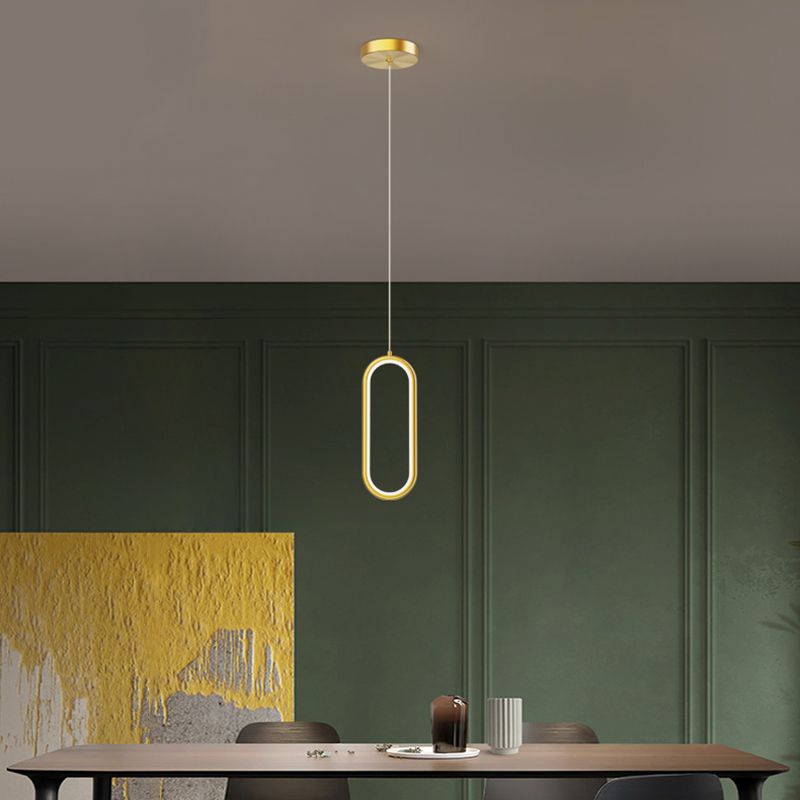 Oval Shape Metal Hanging Light Modern Style 1 Light Hanging Light Fixtures