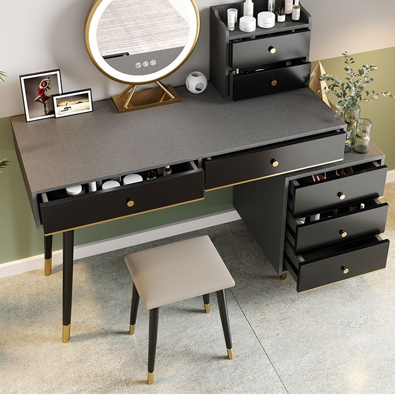 Black Make-up Vanity 15.74" Wide Wood Vanity Set with Storage Drawers