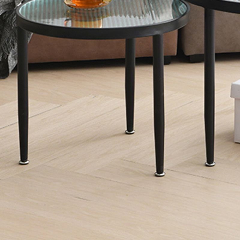 Clear Glass Top Round Coffee Table 3 Legs Cocktail Nesting Table Set