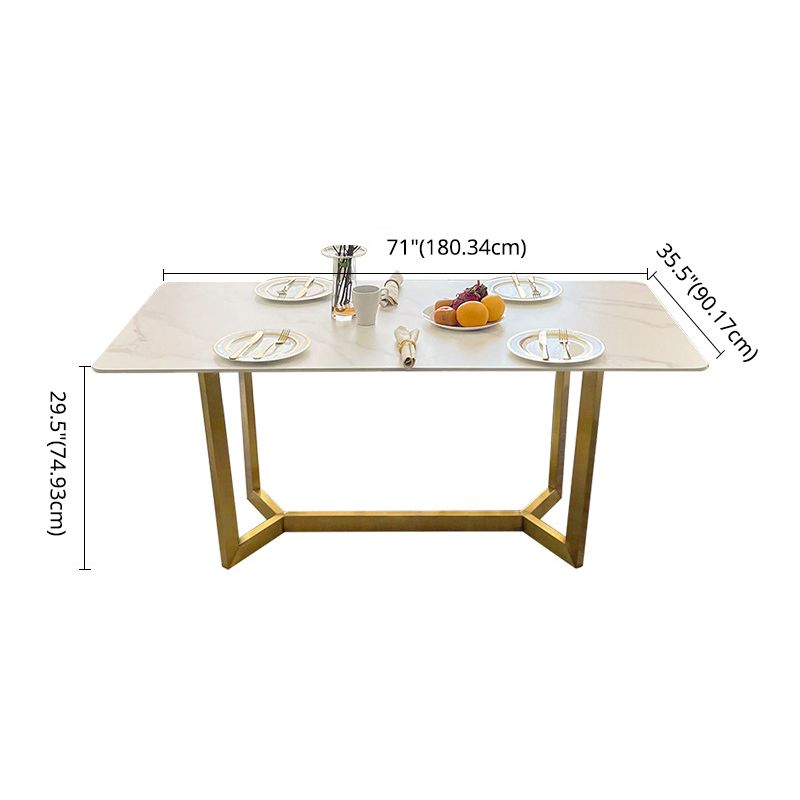 Dining Room Set Nordic Rectangle Dining Table Formal Dinette Set with Metal Base