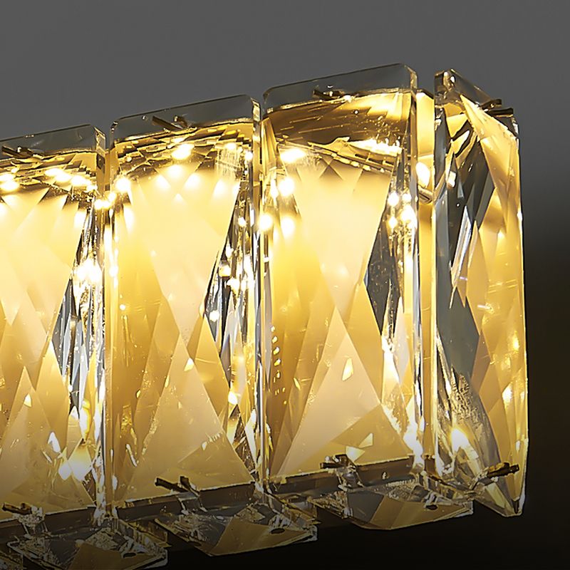 Postmodern Metal Wall Sconce Geometric Shape Vanity Lamp with Crystal Shade for Bathroom