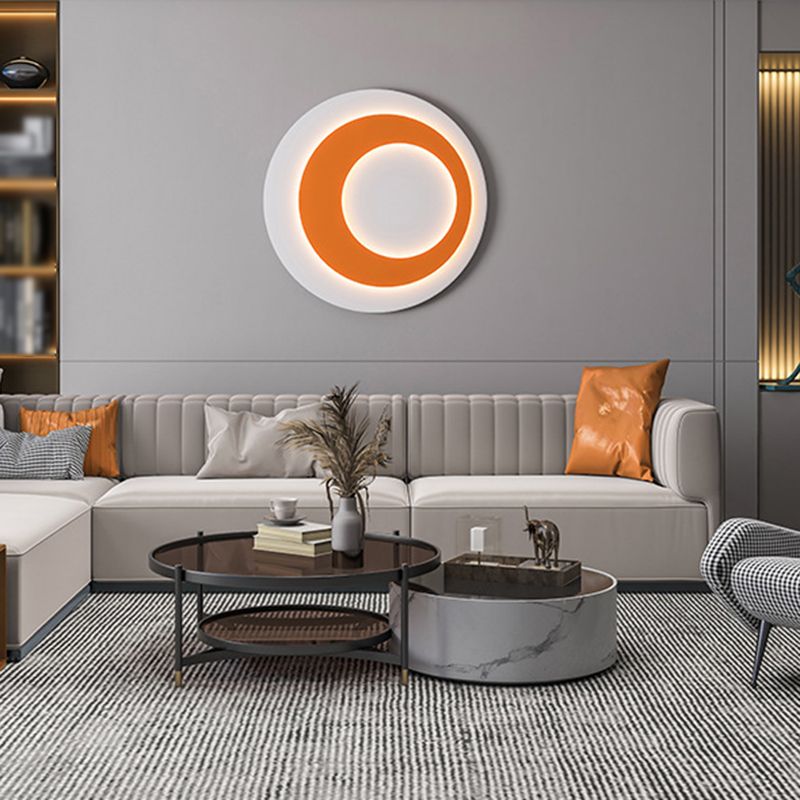 Round LED Wall Lamp 1-Light Modern Wall Mount Lamp with Acrylic Shade for Bedroom