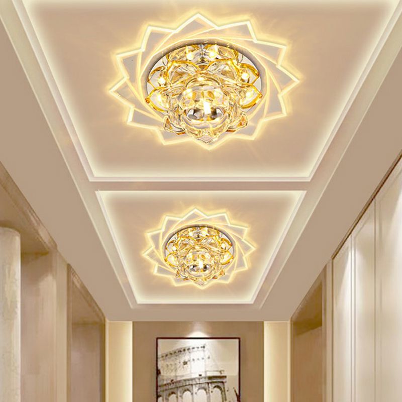 Lotus - Led LED Flush Mount Light Simplicity Crystal Corridoio Flush Monte Massimale Luce in Clear