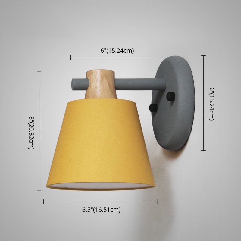 Cone Wall Wall Mount Light Fixture Modern Style Fabric Bedroom Wall Lighting Fixture