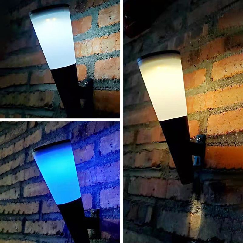 Conical Outdoor Solar Wall Sconce Plastic Nordic LED Wall Light Fixture in Black