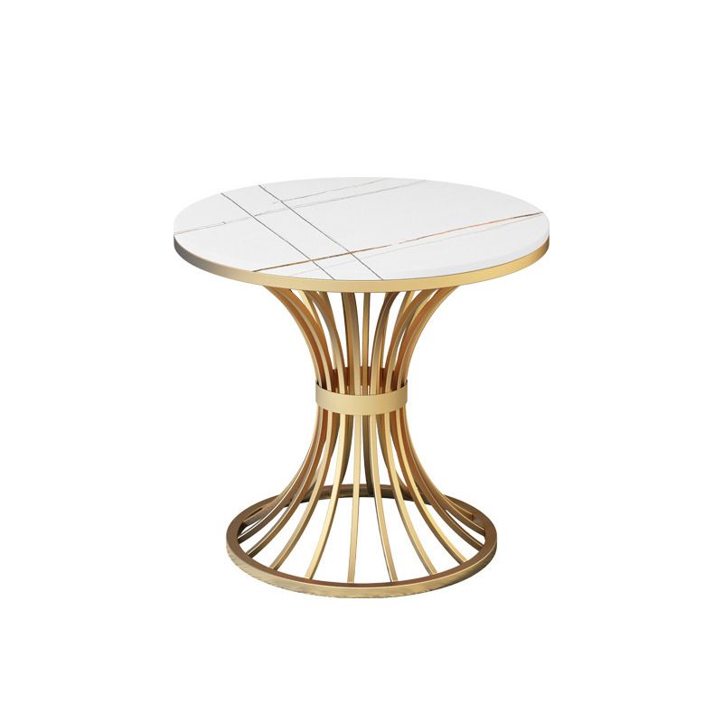 Metal Traditional Luxury Round Table Sintered Stone Table with Pedestal