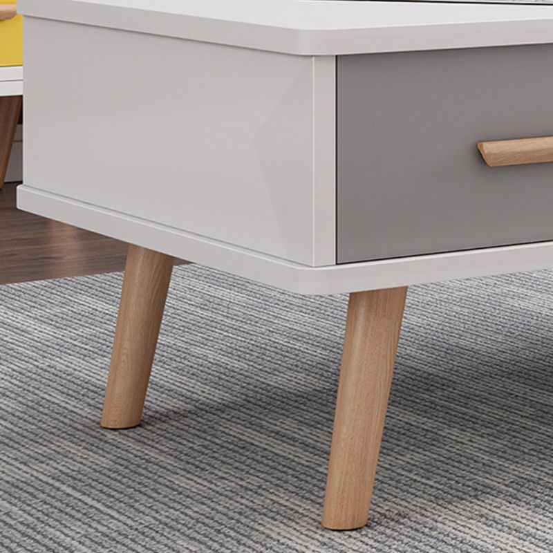 Rectangular with 2 Drawers Coffee Table Scandinavian Wood Cocktail Table