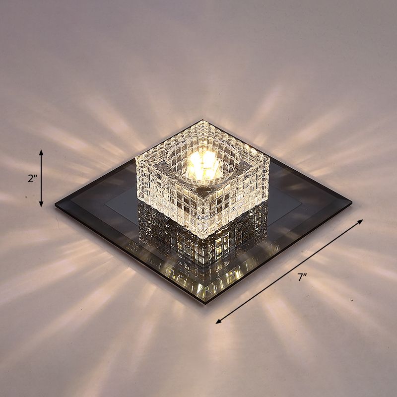 Squared LED Flush Mount Light Simplicity Clear Crystal Passage Flush Mount Ceiling Light