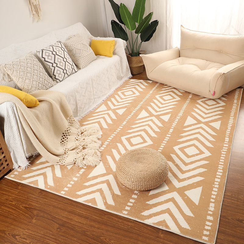 Fancy Yellow Carpet Geometric Print Polyester Area Rug Anti-Slip Area Rug for Home Decor