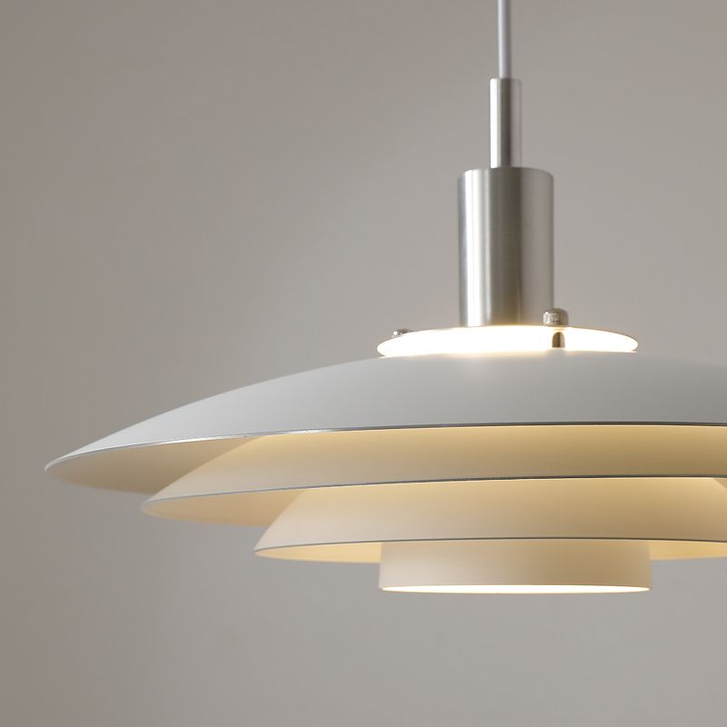 Pendentif LED de style moderne Lumière blanche en métal blanc suspendu pour salle à manger