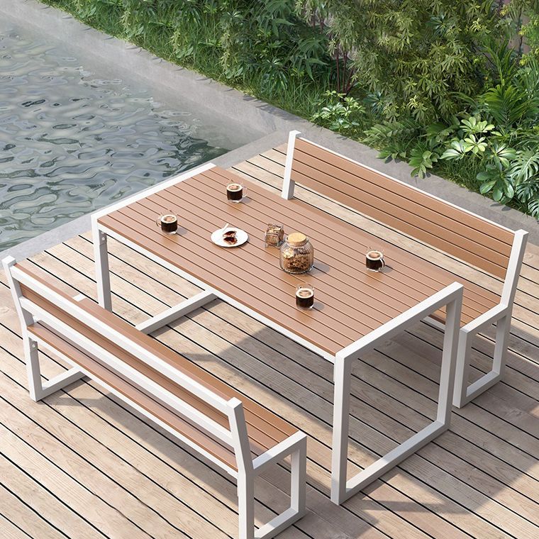 Modern Style 1/3 Pieces Metal Dining Set Reclaimed Wood Table Set