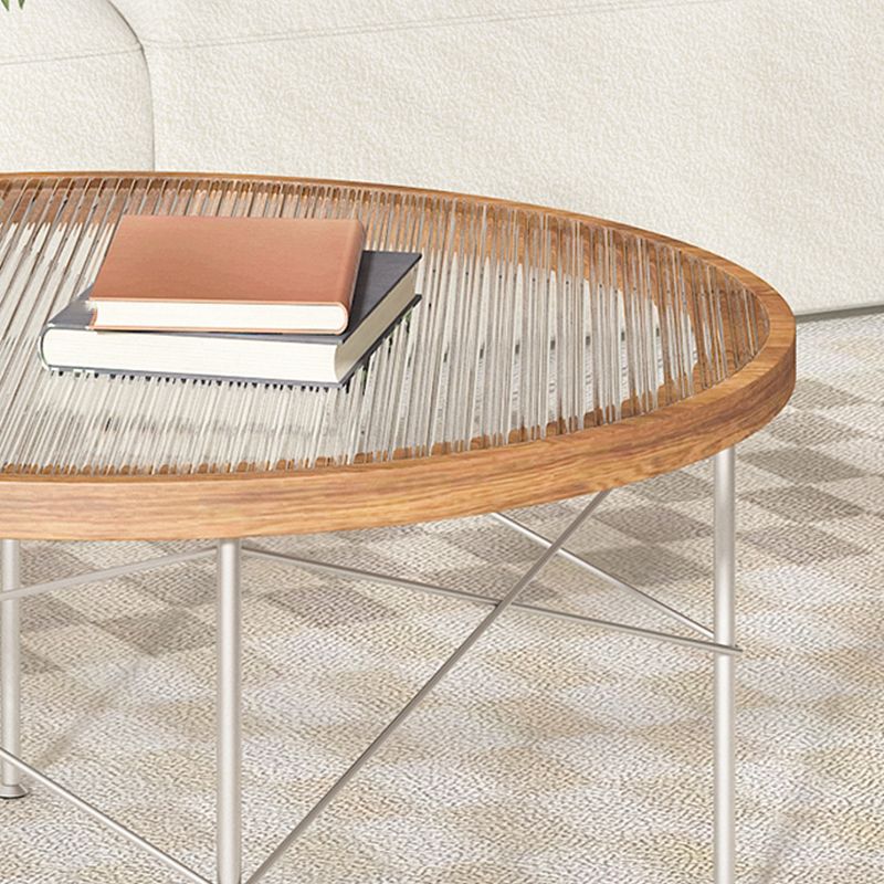 15"H Tropical Coffee Table Glass 4 Legs Coffee Cocktail Table