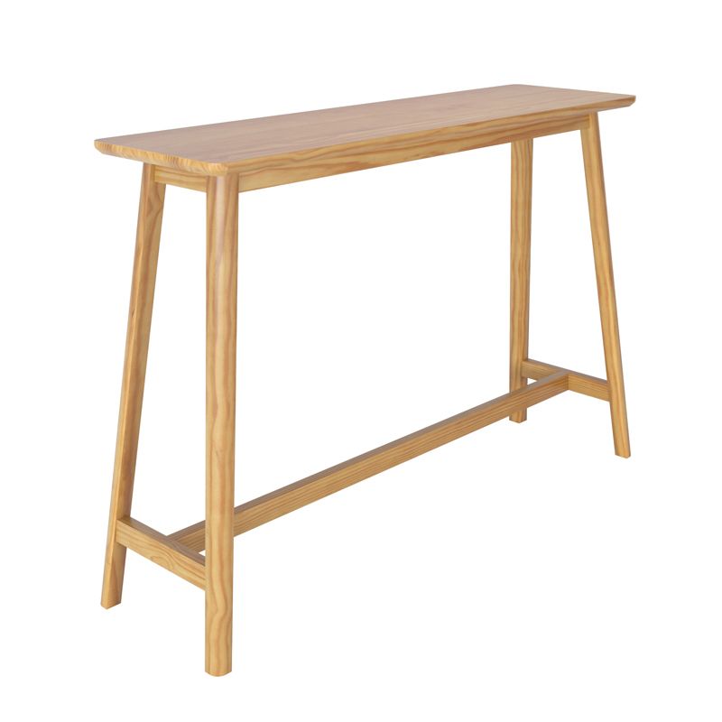 Modern Rectangle Bar Dining Table Wood Bar Height Table with Trestle Base in Brown