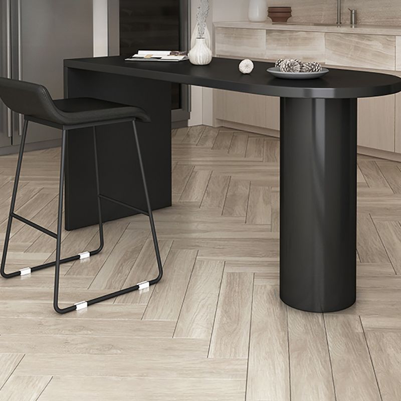 Faux Wood Bar Table Modern Double Pedestal Pub Table for Patio Use