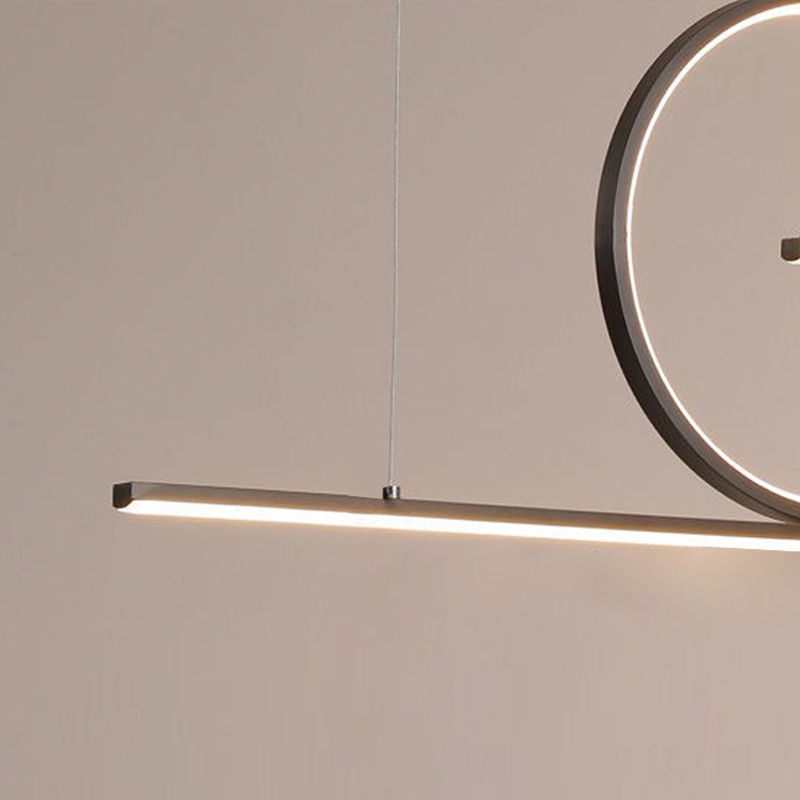 3-Light Ceiling Island Light Modern Style Linear Shape Metal Pendant Lighting