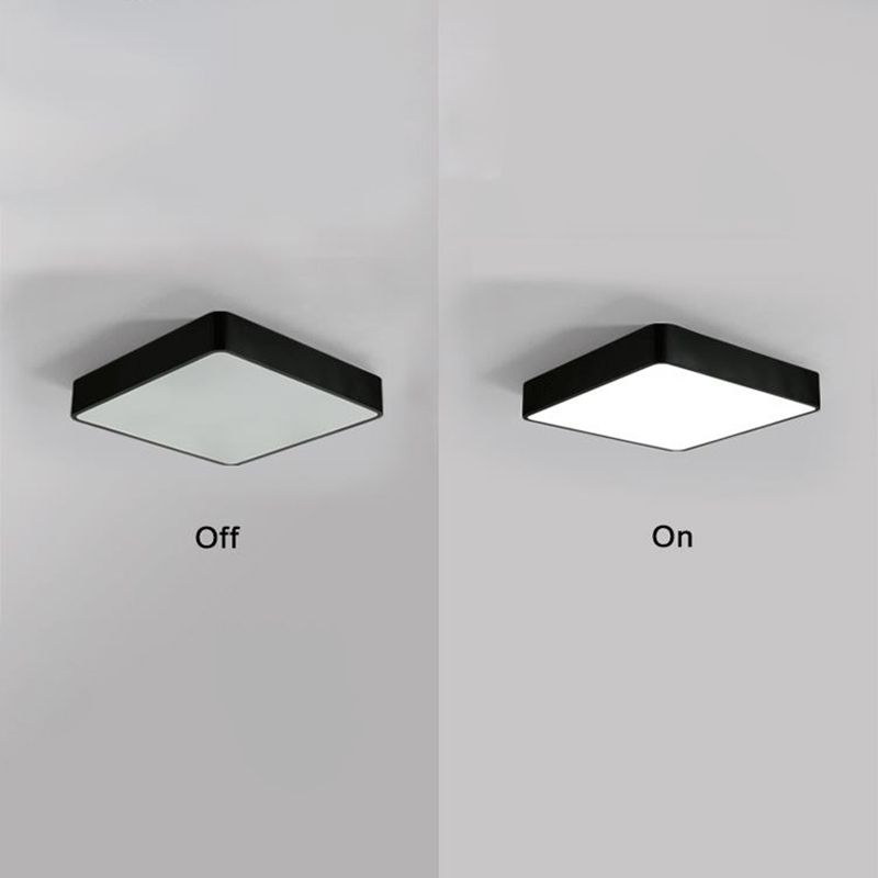 Rectangular Office Flush Lamp Metallic Modern LED Ceiling Mounted Light in Black